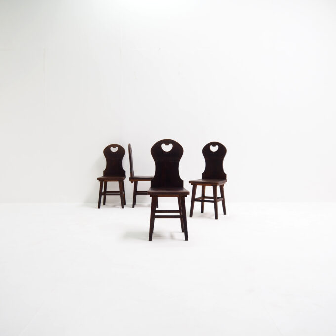 Set of Solid Oak "Farm- or Mountain Chairs" from the Netherlands