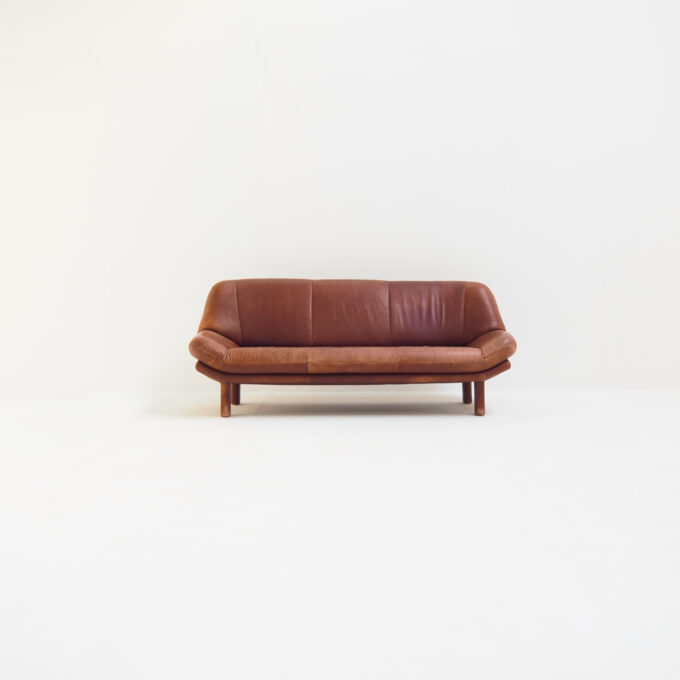 3-Seater Sofa with Great Patina in Brown Leather Upholstery